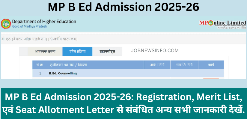 MP B Ed Admission 2025-26