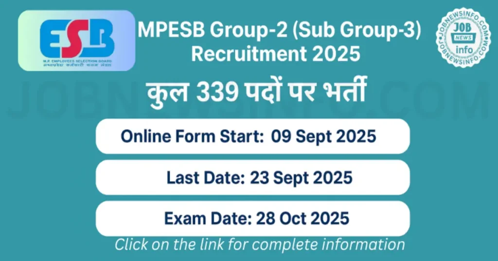 MPESB Group-2 Sub Group-3 Recruitment 2025