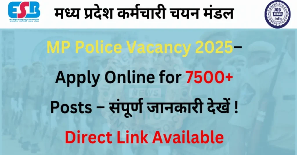 MP Police Vacancy 2025– Apply Online for 7500+ Posts